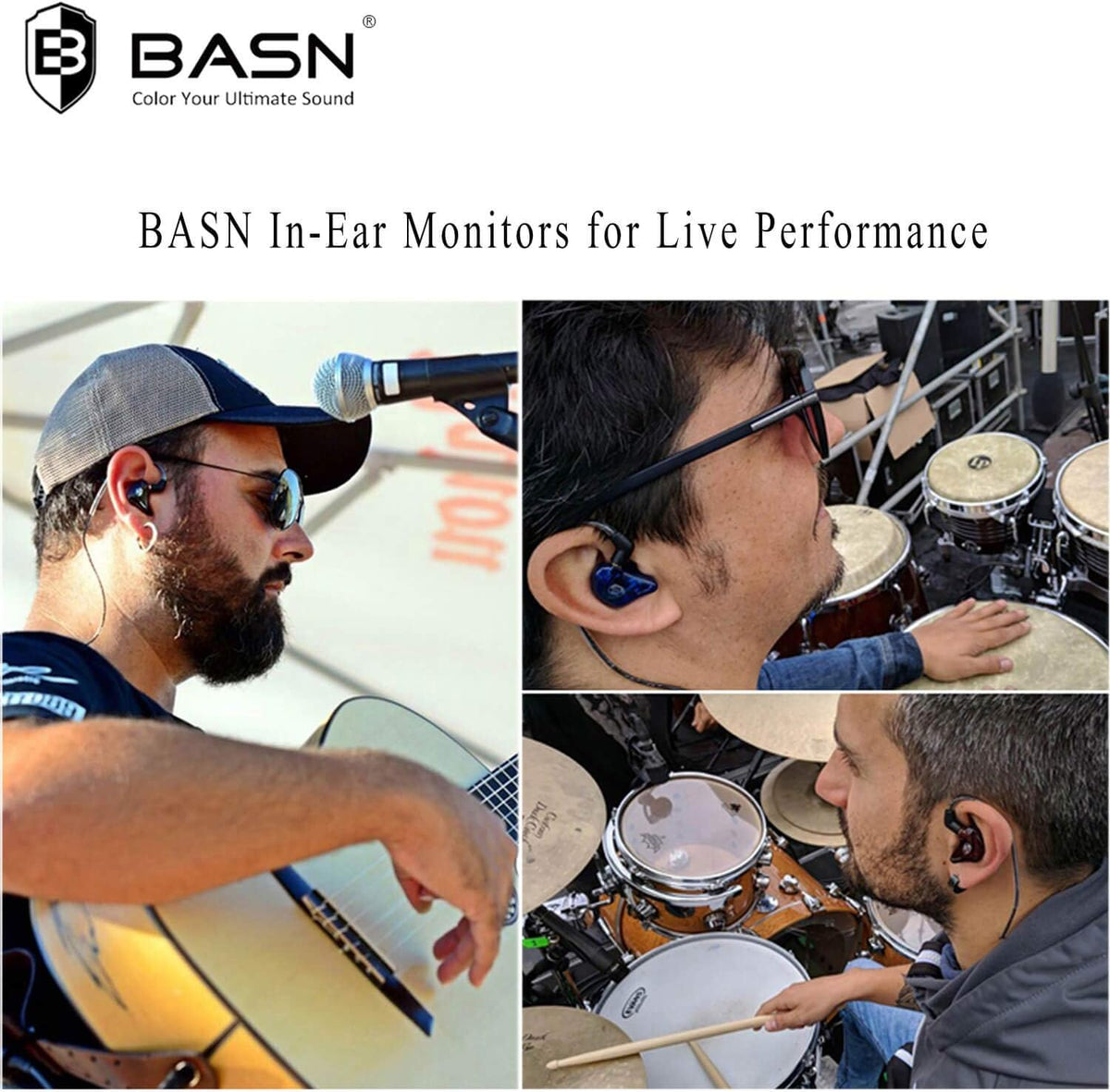 Bsinger+Pro in Ear Monitor for Musicians with MMCX Replaceable Cables; Noise-Isolating and Universal-Fit (Green)
