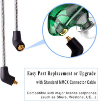 Bsinger+Pro in Ear Monitor for Musicians with MMCX Replaceable Cables; Noise-Isolating and Universal-Fit (Green)