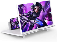 12" Screen Magnifier for Cell Phone, 3D HD Magnifying Projector Screen Enlarger for Movies, Videos and Gaming, Foldable Phone Stand with Screen Amplifier,Compatible with All Smartphones