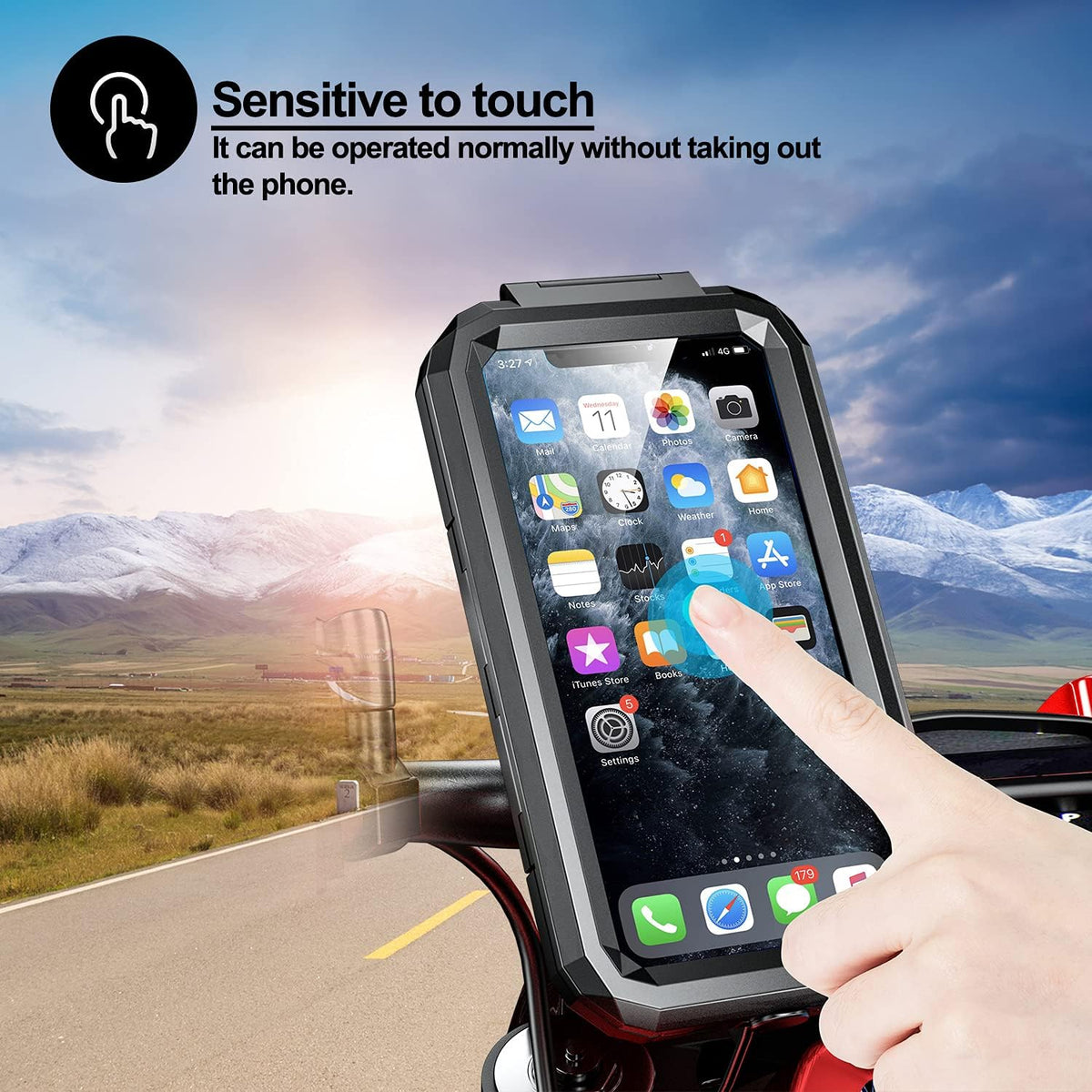 Waterproof IP67 Motorcycle Phone (4.7"-6.1") Mount Wireless/Usb C Charger Handlebar Cellphone Holder 360 Rotation Work by Wiring to 12/24V Vehicles or Plugging to USB a Sockets