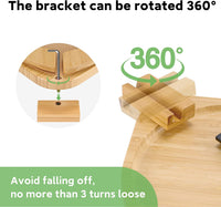 Couch Arm Table, Bamboo round Sofa Clip on Tray with 360° Phone Holder,Foldable Couch Armrest Table Eating on Chair Recliner for Snack Drink