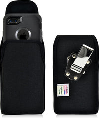 Belt Clip Case Compatible with Apple Iphone 8 & Iphone 7 Fits W/Ob Defender or Bulky Cases, Black Vertical Holster Nylon Pouch with Heavy Duty Rotating Belt Clip