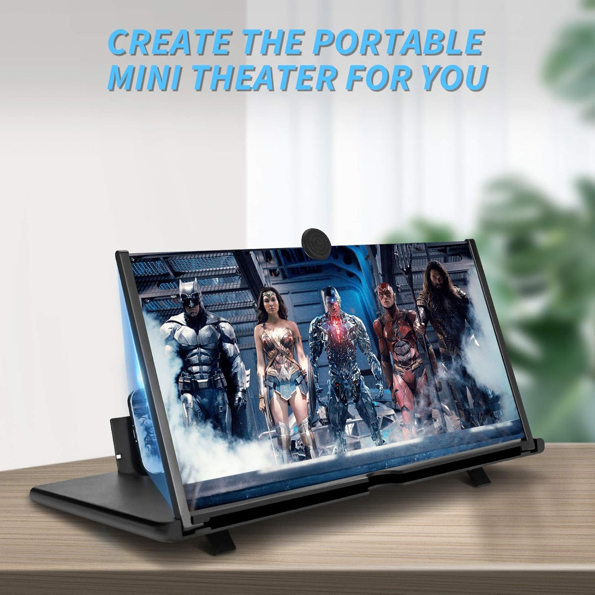 For 16 Inch Phone Screen Magnifier, HD Mobile Phone Screen Amplifier Pulling-Out Movie Video Enlarger Eye Protection with Foldable Stand Holder for All Smartphones-Black