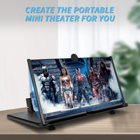 For 16 Inch Phone Screen Magnifier, HD Mobile Phone Screen Amplifier Pulling-Out Movie Video Enlarger Eye Protection with Foldable Stand Holder for All Smartphones-Black