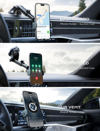 Wireless Car Charger, 15W Fast Charging Auto Clamping Car Charger Phone Mount Phone Holder Fit for Iphone 15 14 13 12 11 Pro Max Xs, Samsung Galaxy S25 Ultra S24 S23 S22, S21, S20, Green