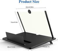 12" Screen Magnifier for Cell Phone, 3D HD Magnifying Projector Screen Enlarger for Movies, Videos and Gaming, Foldable Phone Stand with Screen Amplifier,Compatible with All Smartphones