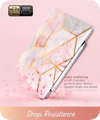 Cosmo Case for New Ipad Pro 11 Inch (2022/2021/2020 Release), Full-Body Trifold Stand Protective Case Smart Cover with Auto Sleep/Wake & Pencil Holder (Marble)