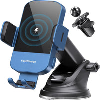 Wireless Car Charger, 15W Fast Charging Auto Clamping Car Charger Phone Mount Phone Holder Fit for Iphone 15 14 13 12 11 Pro Max Xs, Samsung Galaxy S25 Ultra S24 S23 S22, S21, S20, Green