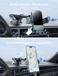 Wireless Car Charger, 15W Fast Charging Auto Clamping Car Charger Phone Mount Phone Holder Fit for Iphone 15 14 13 12 11 Pro Max Xs, Samsung Galaxy S25 Ultra S24 S23 S22, S21, S20, Green