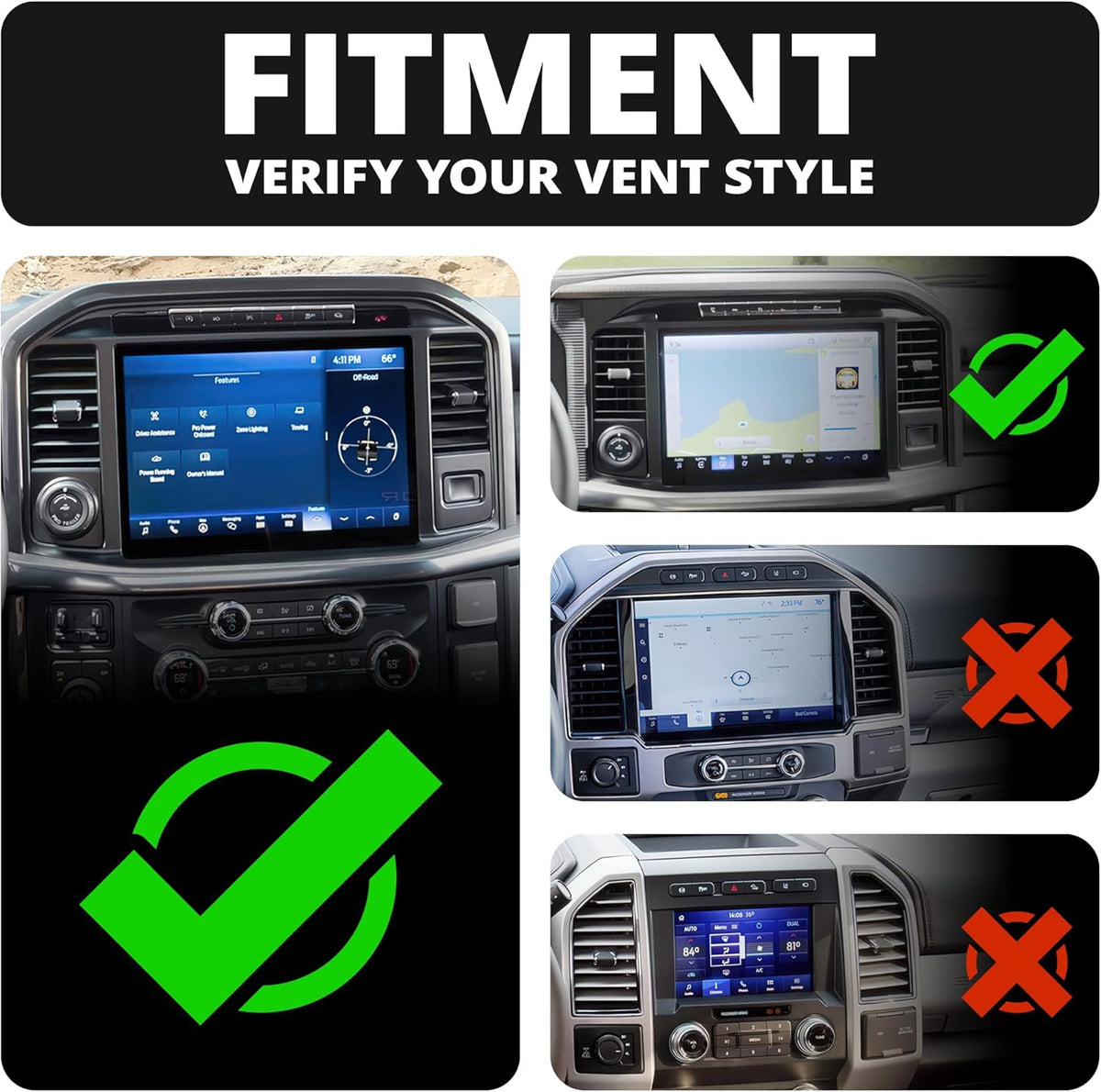 Link Vent Mount Universal Phone Holder - Compatible with 2021-2025 Ford F150 & Raptor, 2023-2025 Ford Super Duty | Aluminum | Zero Slip, Anti-Scratch | 2" Arm | Black