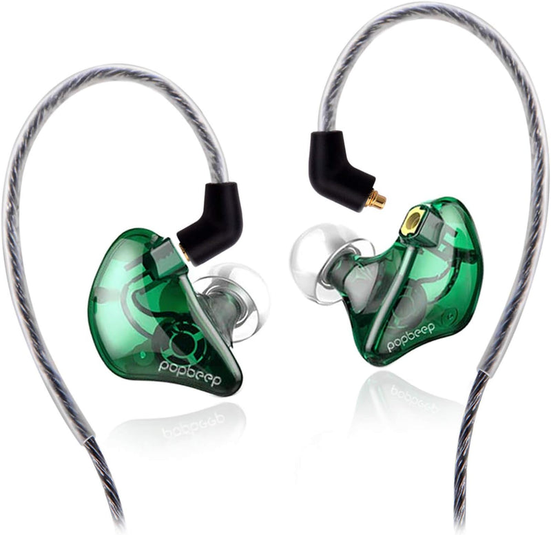 Bsinger+Pro in Ear Monitor for Musicians with MMCX Replaceable Cables; Noise-Isolating and Universal-Fit (Green)