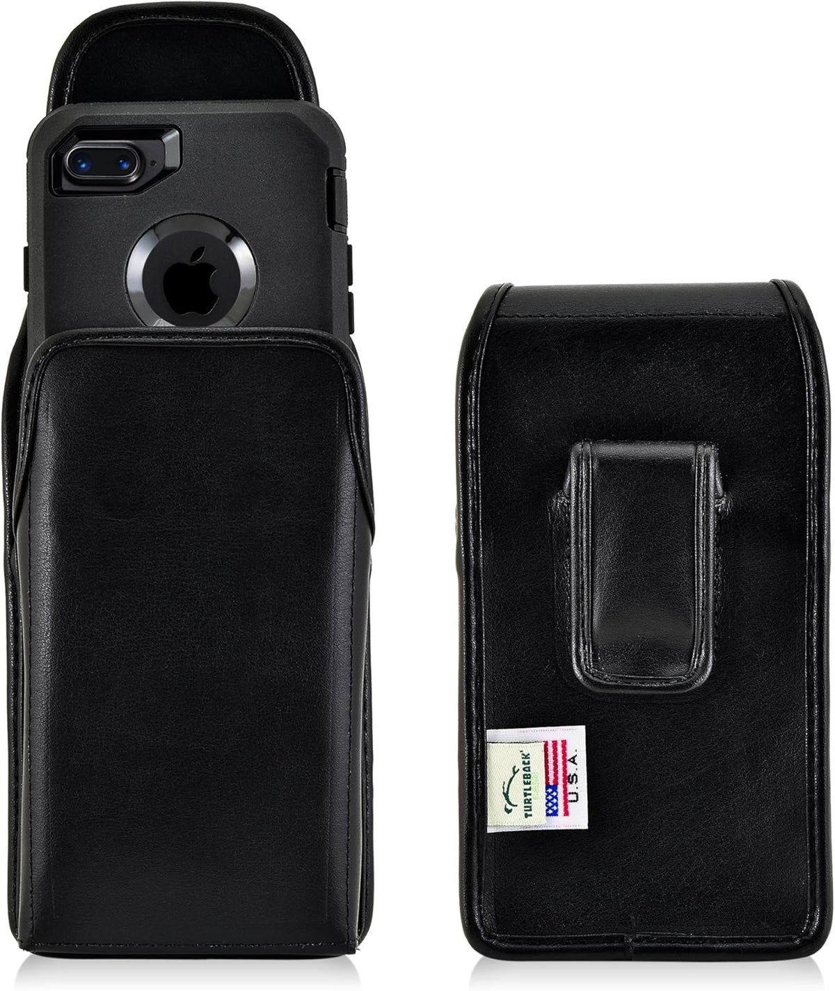 Belt Clip Case Compatible with Apple Iphone 8 & Iphone 7 Fits W/Ob Defender or Bulky Cases, Black Vertical Holster Nylon Pouch with Heavy Duty Rotating Belt Clip