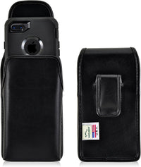 Belt Clip Case Compatible with Apple Iphone 8 & Iphone 7 Fits W/Ob Defender or Bulky Cases, Black Vertical Holster Nylon Pouch with Heavy Duty Rotating Belt Clip