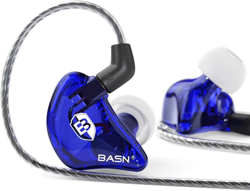 Bsinger PRO In-Ear Monitors Hybrid Dynamic Dual Drivers Two Detachable MMCX Cables Musicians In-Ear Earbuds Headphones (Blue)