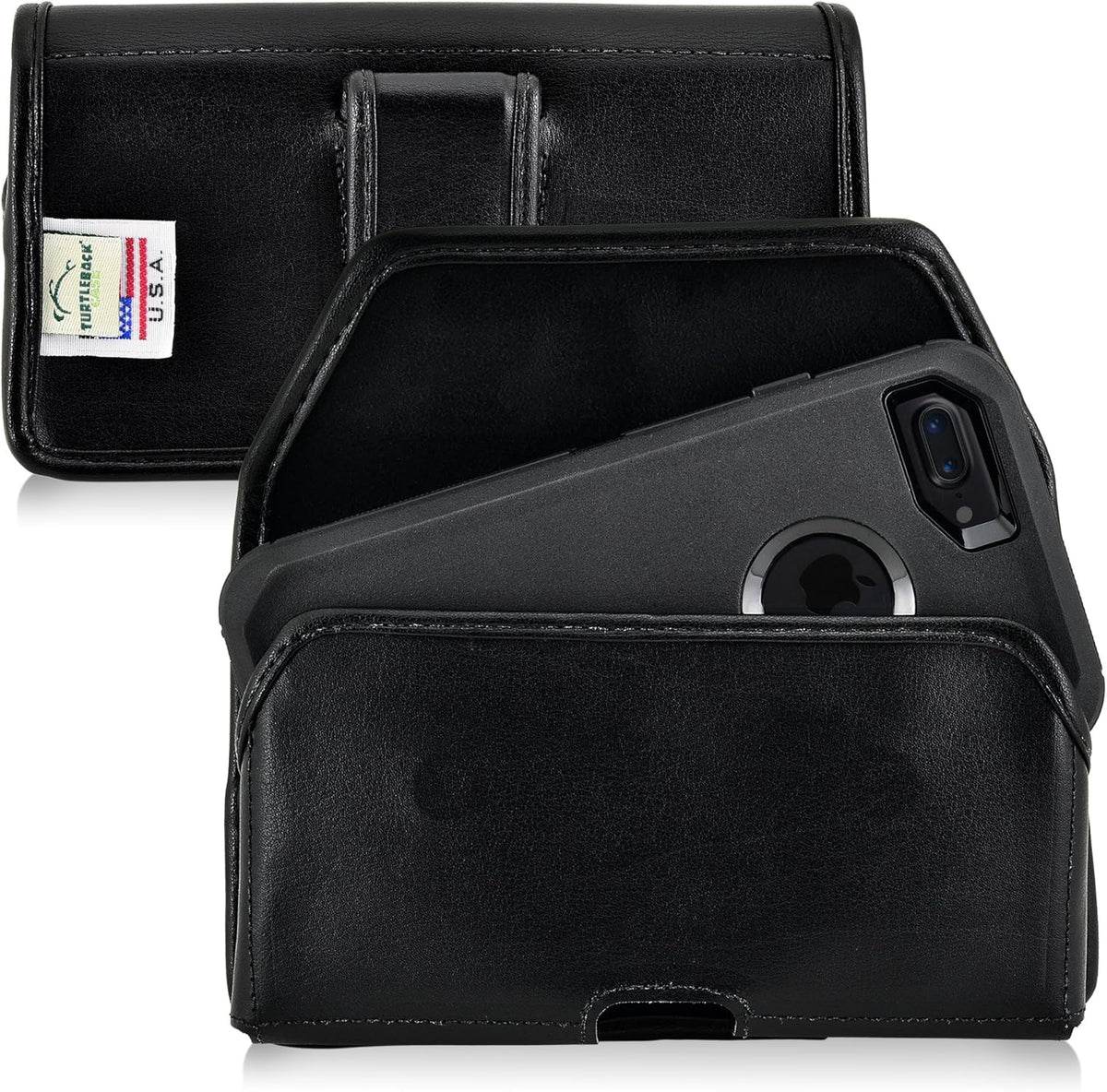 Belt Clip Case Compatible with Apple Iphone 8 & Iphone 7 Fits W/Ob Defender or Bulky Cases, Black Vertical Holster Nylon Pouch with Heavy Duty Rotating Belt Clip