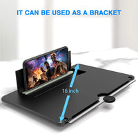 For 16 Inch Phone Screen Magnifier, HD Mobile Phone Screen Amplifier Pulling-Out Movie Video Enlarger Eye Protection with Foldable Stand Holder for All Smartphones-Black