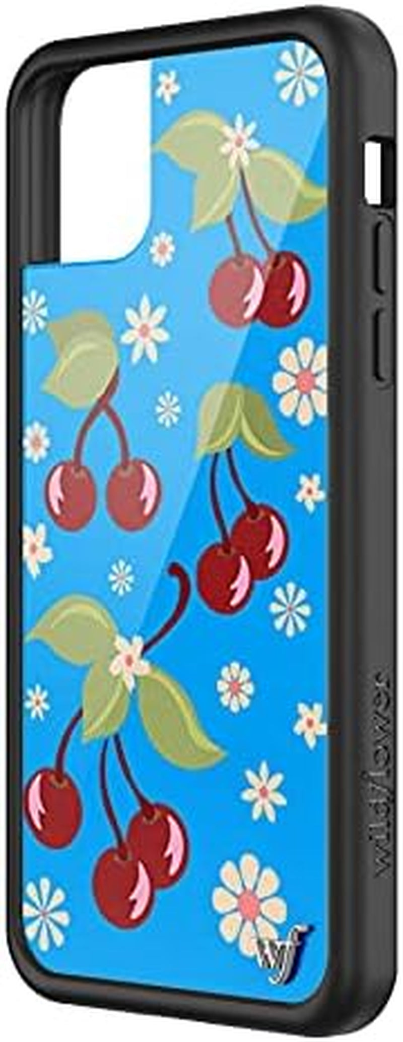 Cases - Cherry Blossom Case, Compatible with Apple Iphone 11 Pro Max | Blue, Vintage, Cherries, Red, Flowers - Protective Black Bumper, 4Ft Drop Test Certified, Women Owned Small Business