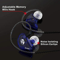 Bsinger PRO In-Ear Monitors Hybrid Dynamic Dual Drivers Two Detachable MMCX Cables Musicians In-Ear Earbuds Headphones (Blue)