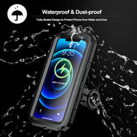 Waterproof IP67 Motorcycle Phone (4.7"-6.1") Mount Wireless/Usb C Charger Handlebar Cellphone Holder 360 Rotation Work by Wiring to 12/24V Vehicles or Plugging to USB a Sockets