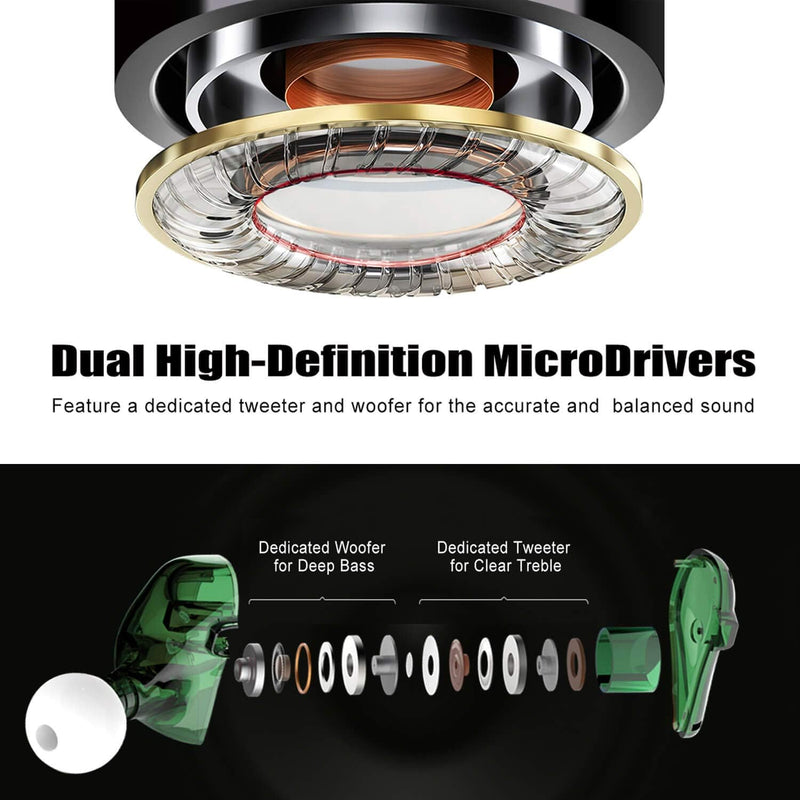 Bsinger+Pro in Ear Monitor for Musicians with MMCX Replaceable Cables; Noise-Isolating and Universal-Fit (Green)