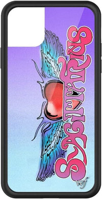 Cases - Cherry Blossom Case, Compatible with Apple Iphone 11 Pro Max | Blue, Vintage, Cherries, Red, Flowers - Protective Black Bumper, 4Ft Drop Test Certified, Women Owned Small Business