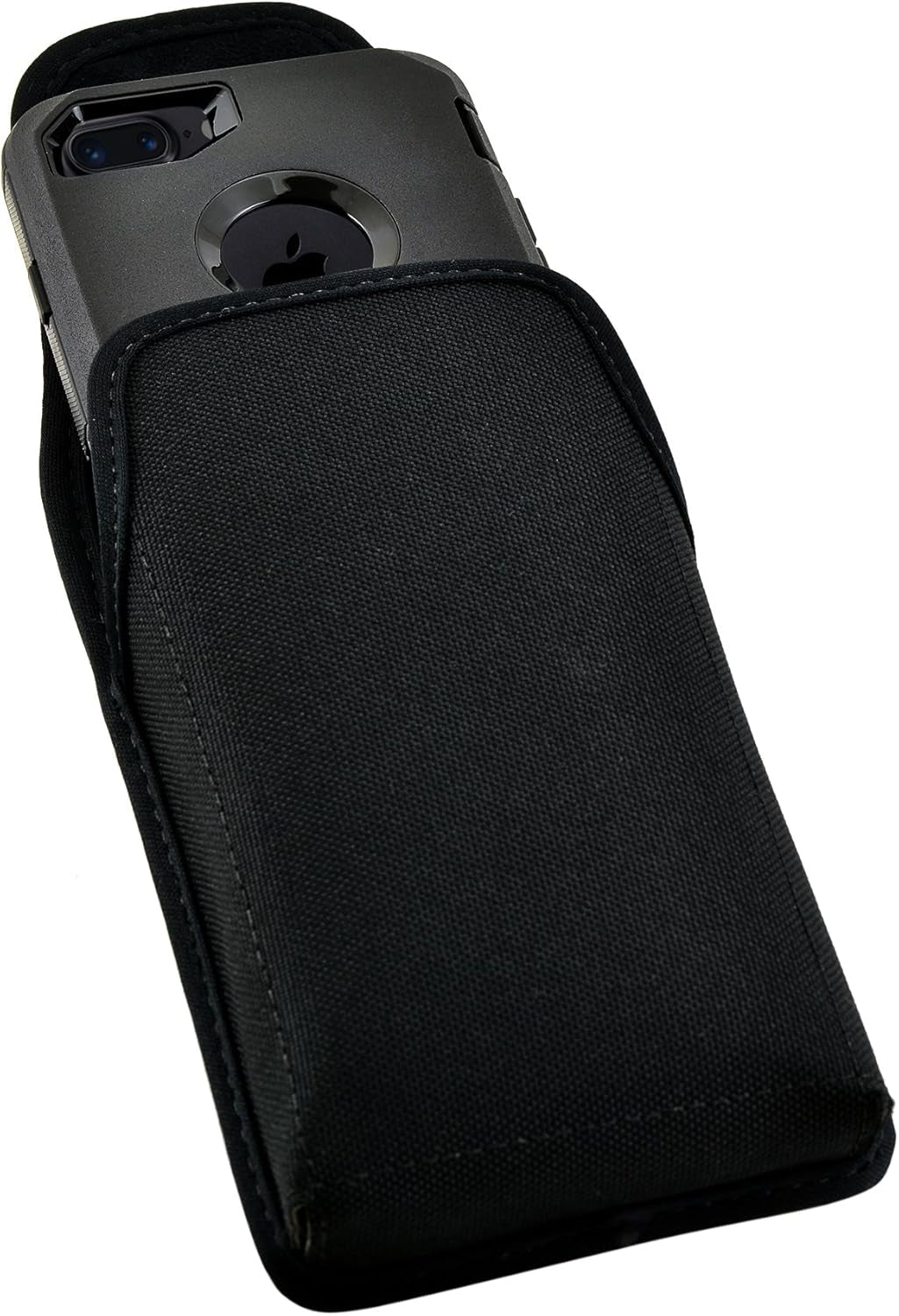 Belt Clip Case Compatible with Apple Iphone 8 & Iphone 7 Fits W/Ob Defender or Bulky Cases, Black Vertical Holster Nylon Pouch with Heavy Duty Rotating Belt Clip