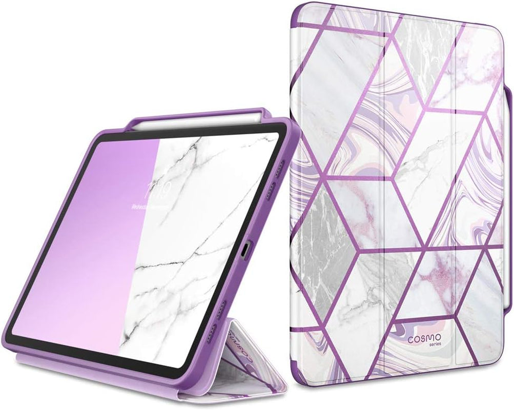 Cosmo Case for New Ipad Pro 11 Inch (2022/2021/2020 Release), Full-Body Trifold Stand Protective Case Smart Cover with Auto Sleep/Wake & Pencil Holder (Marble)
