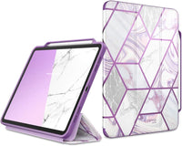Cosmo Case for New Ipad Pro 11 Inch (2022/2021/2020 Release), Full-Body Trifold Stand Protective Case Smart Cover with Auto Sleep/Wake & Pencil Holder (Marble)