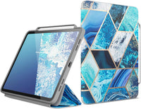 Cosmo Case for New Ipad Pro 11 Inch (2022/2021/2020 Release), Full-Body Trifold Stand Protective Case Smart Cover with Auto Sleep/Wake & Pencil Holder (Marble)