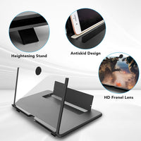 For 16 Inch Phone Screen Magnifier, HD Mobile Phone Screen Amplifier Pulling-Out Movie Video Enlarger Eye Protection with Foldable Stand Holder for All Smartphones-Black