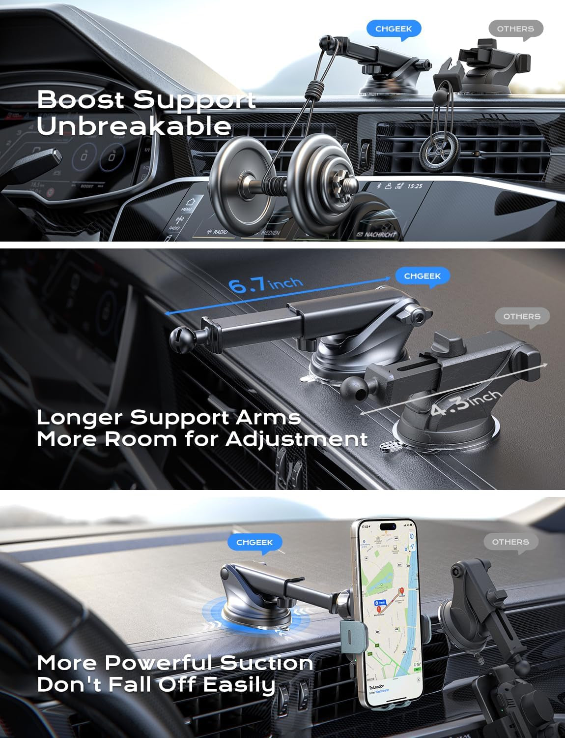 Wireless Car Charger, 15W Fast Charging Auto Clamping Car Charger Phone Mount Phone Holder Fit for Iphone 15 14 13 12 11 Pro Max Xs, Samsung Galaxy S25 Ultra S24 S23 S22, S21, S20, Green