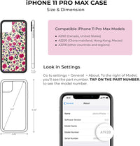 Cases - Cherry Blossom Case, Compatible with Apple Iphone 11 Pro Max | Blue, Vintage, Cherries, Red, Flowers - Protective Black Bumper, 4Ft Drop Test Certified, Women Owned Small Business
