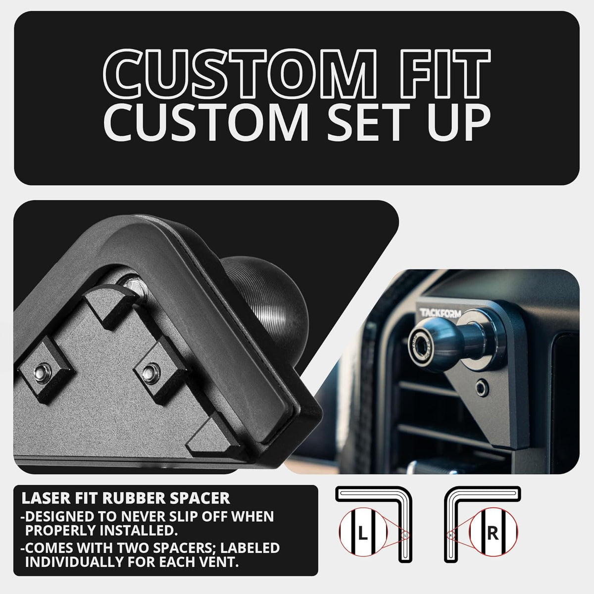 Link Vent Mount Universal Phone Holder - Compatible with 2021-2025 Ford F150 & Raptor, 2023-2025 Ford Super Duty | Aluminum | Zero Slip, Anti-Scratch | 2" Arm | Black