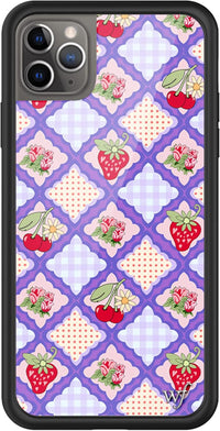 Cases - Cherry Blossom Case, Compatible with Apple Iphone 11 Pro Max | Blue, Vintage, Cherries, Red, Flowers - Protective Black Bumper, 4Ft Drop Test Certified, Women Owned Small Business