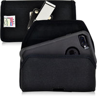 Belt Clip Case Compatible with Apple Iphone 8 & Iphone 7 Fits W/Ob Defender or Bulky Cases, Black Vertical Holster Nylon Pouch with Heavy Duty Rotating Belt Clip