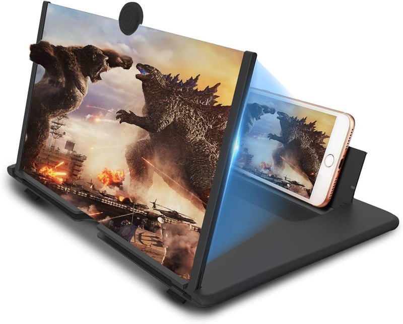 For 16 Inch Phone Screen Magnifier, HD Mobile Phone Screen Amplifier Pulling-Out Movie Video Enlarger Eye Protection with Foldable Stand Holder for All Smartphones-Black