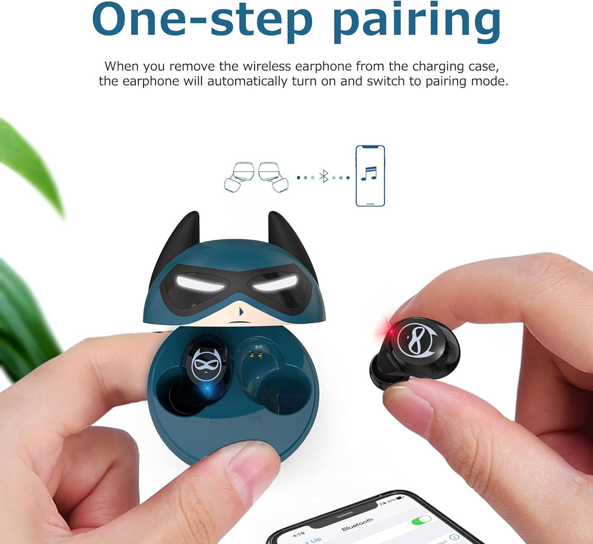 Wireless Earbuds, True Wireless Stereo Headphones Dual Mic Sweat-Proof Bluetooth 5.1 Headset with Blue Captain Design Charging Case, In-Ear Noise Reduction Sports Earphone for Youth Guys.