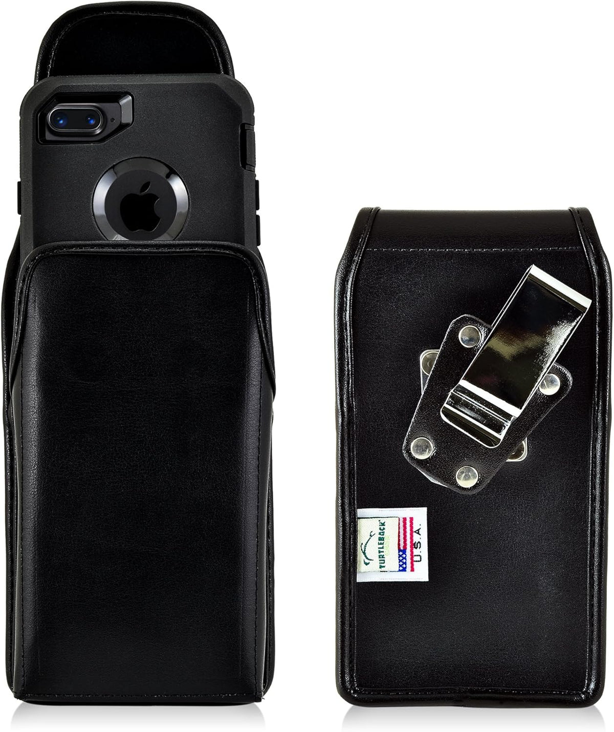 Belt Clip Case Compatible with Apple Iphone 8 & Iphone 7 Fits W/Ob Defender or Bulky Cases, Black Vertical Holster Nylon Pouch with Heavy Duty Rotating Belt Clip