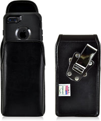 Belt Clip Case Compatible with Apple Iphone 8 & Iphone 7 Fits W/Ob Defender or Bulky Cases, Black Vertical Holster Nylon Pouch with Heavy Duty Rotating Belt Clip