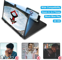 For 16 Inch Phone Screen Magnifier, HD Mobile Phone Screen Amplifier Pulling-Out Movie Video Enlarger Eye Protection with Foldable Stand Holder for All Smartphones-Black
